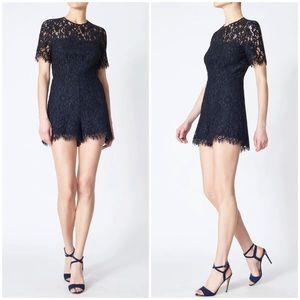 Veronica Beard Black Lace Lola Romper Short Sleeve
